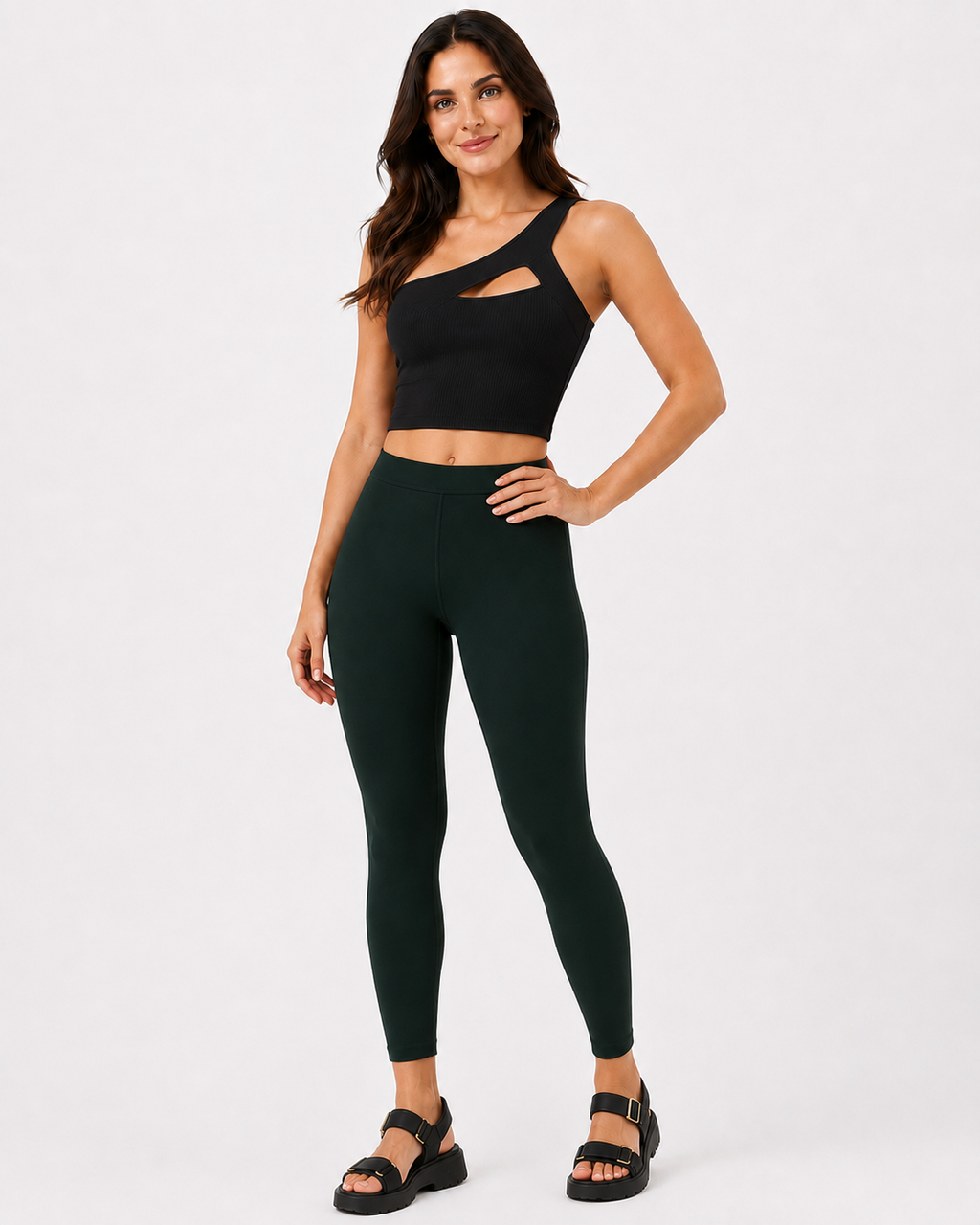 Miss Diya Ankle Length Western Wear Legging For Women's, Olive Green (D) 010