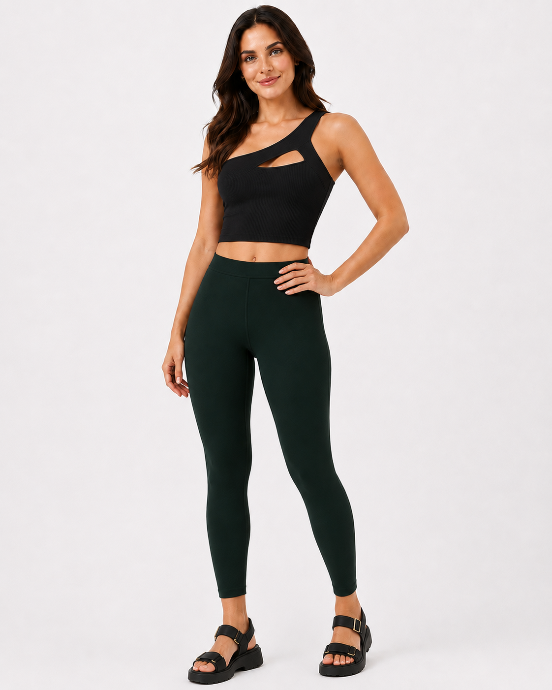 Miss Diya Ankle Length Western Wear Legging For Women's, Olive Green (D) 010