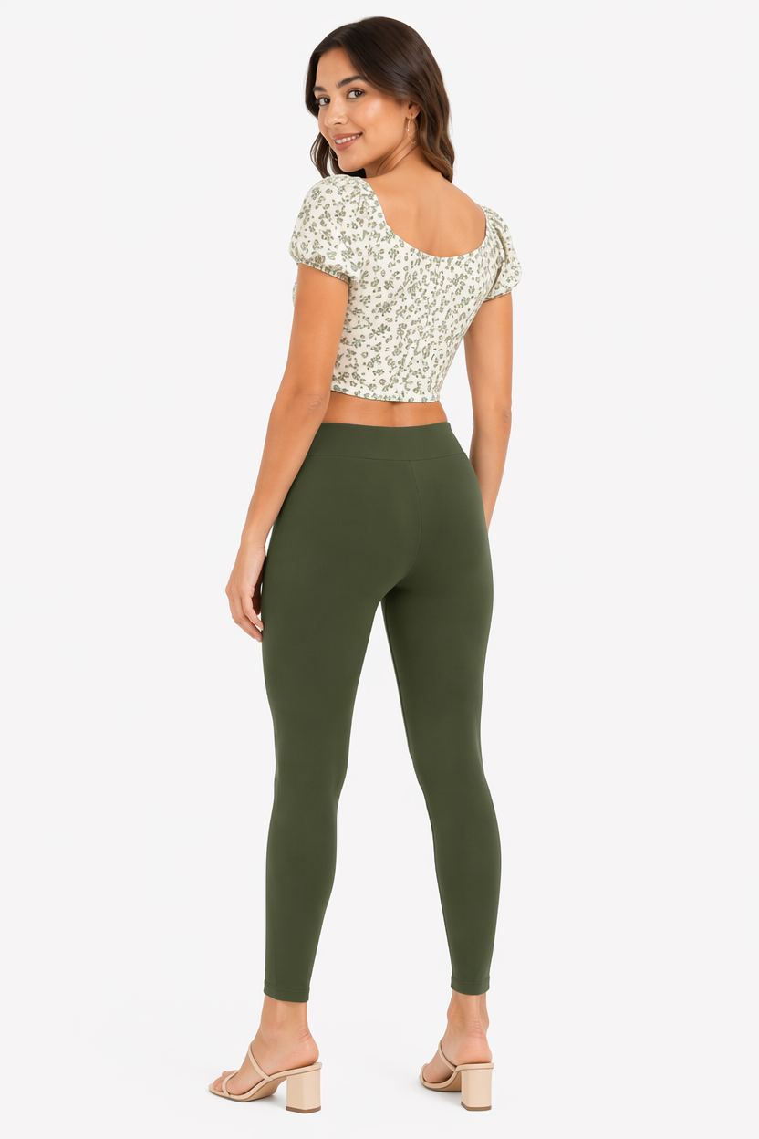 Miss Diya Ankle Length Western Wear Legging For Women's, Olive Green(M) 024