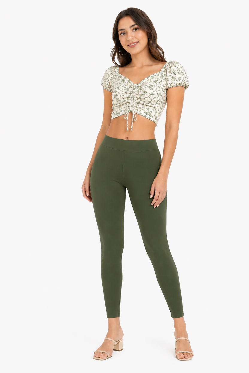 Miss Diya Ankle Length Western Wear Legging For Women's, Olive Green(M) 024