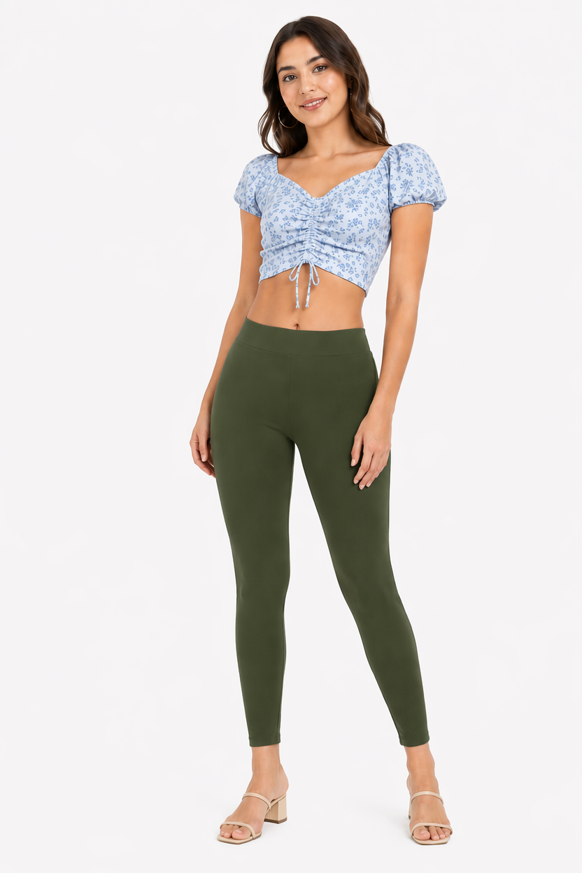 Miss Diya Ankle Length Western Wear Legging For Women's,  Olive Green (Mehandi) 012