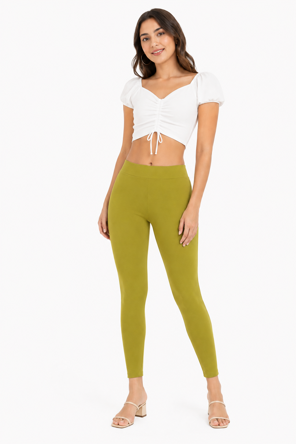 Miss Diya Ankle Length Western Wear Women's Legging, Mustard Olive, 050