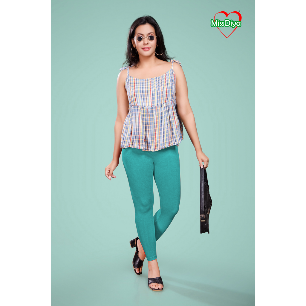 Miss Diya Ankle Length Western Wear Legging For Women's, Aqua Blue 013