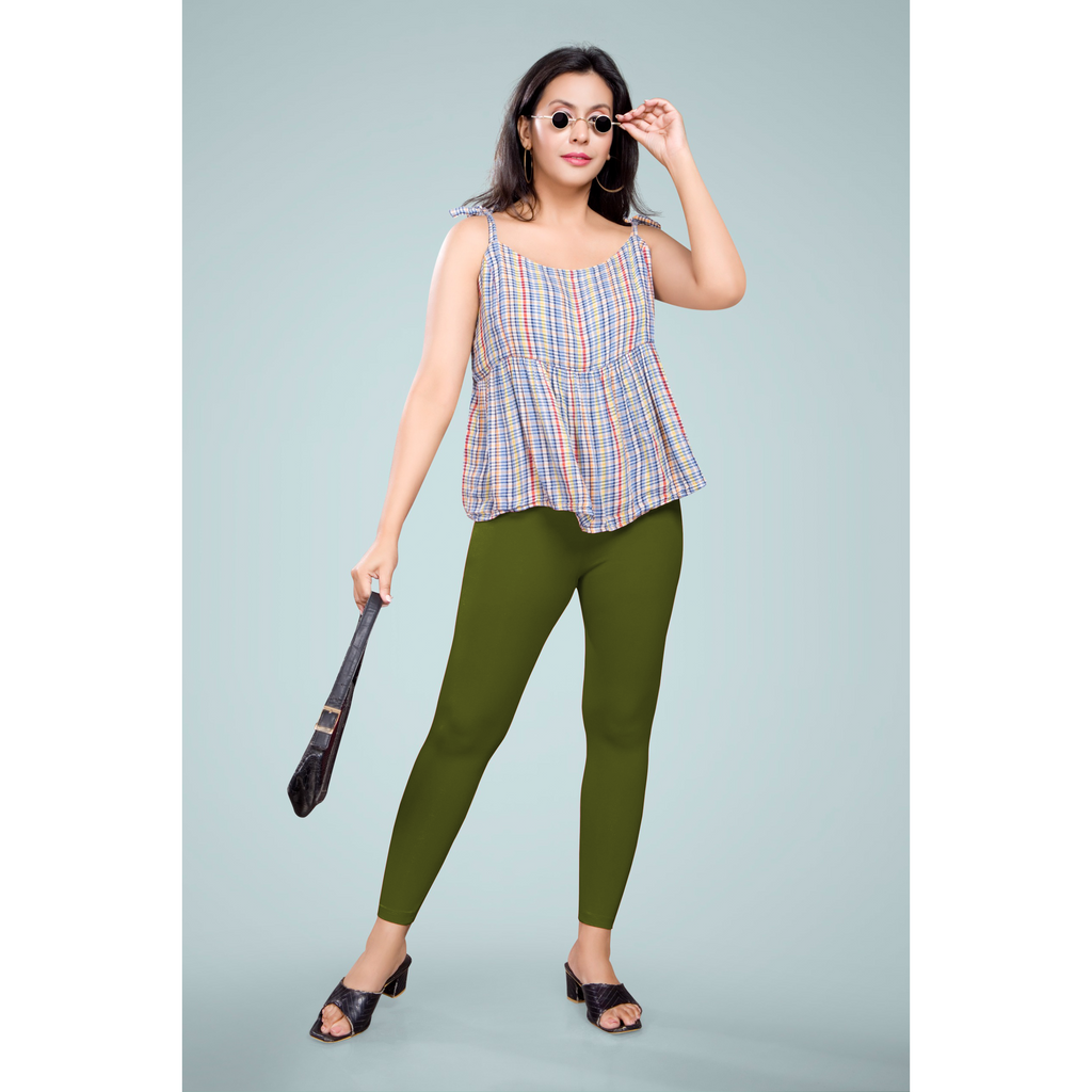 Miss Diya Ankle Length Western Wear Legging For Women's, Olive Green(M) 024
