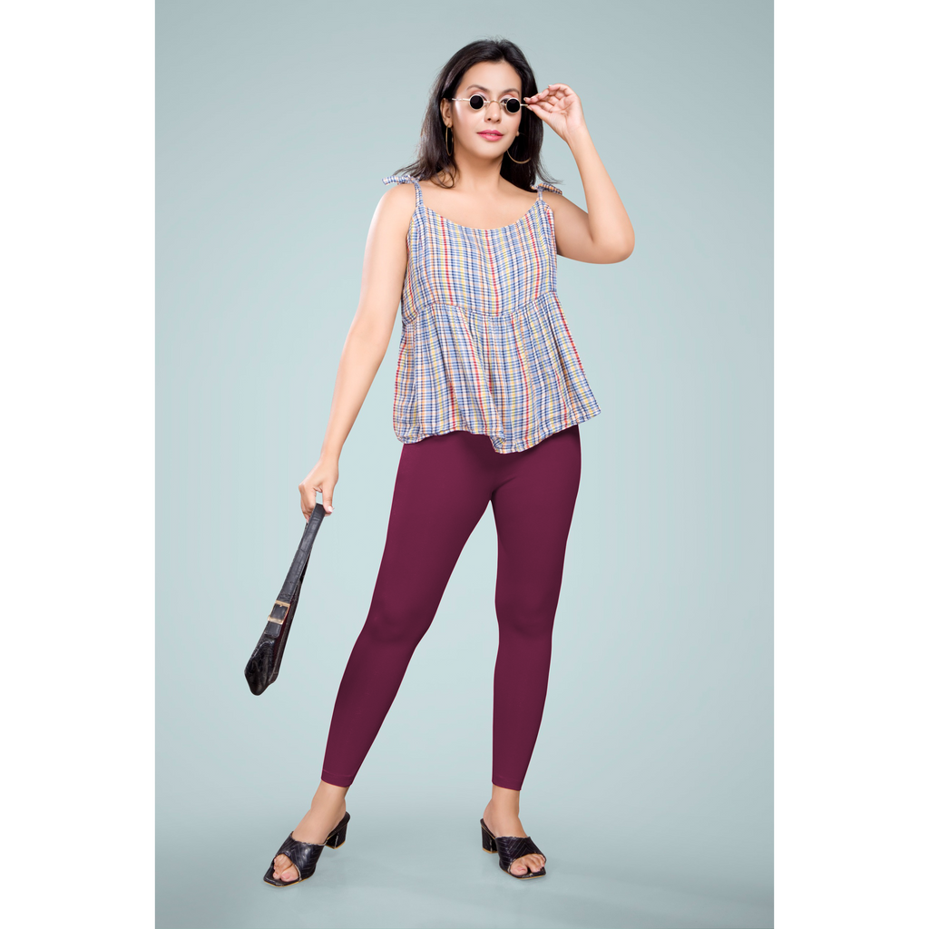 Miss Diya Ankle Length Western Wear Legging For Women's, Maroon, 025