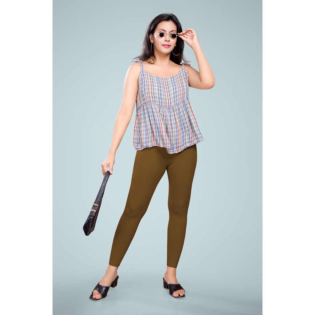 Miss Diya Ankle Length Western Wear Legging For Women's, Chocolate Brown, 033