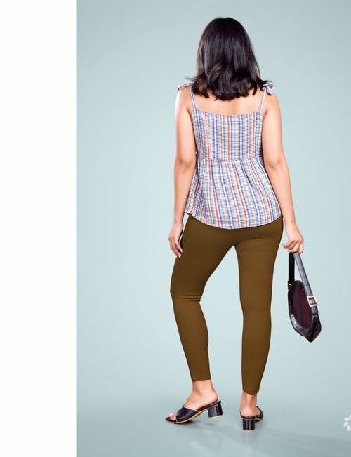 Miss Diya Ankle Length Western Wear Legging For Women's, Chocolate Brown, 033