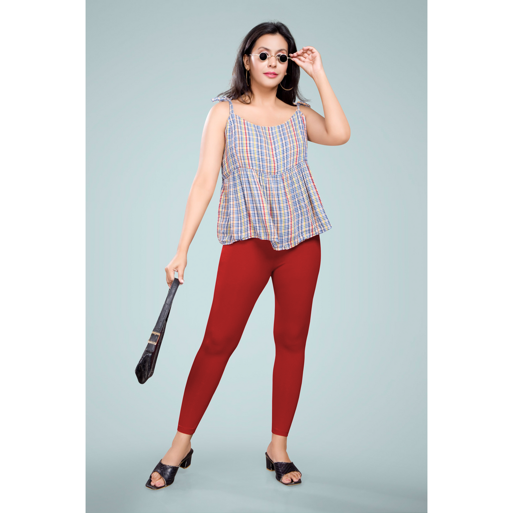 Miss Diya Ankle Length Western Wear Women's Legging, Cherry Red, 044