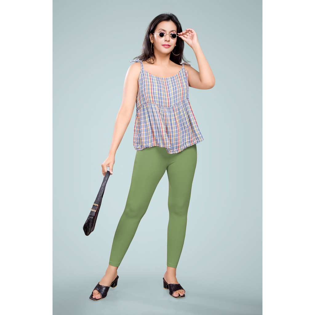 Miss Diya Ankle Length Western Wear Women's Legging, Sage Green, 045