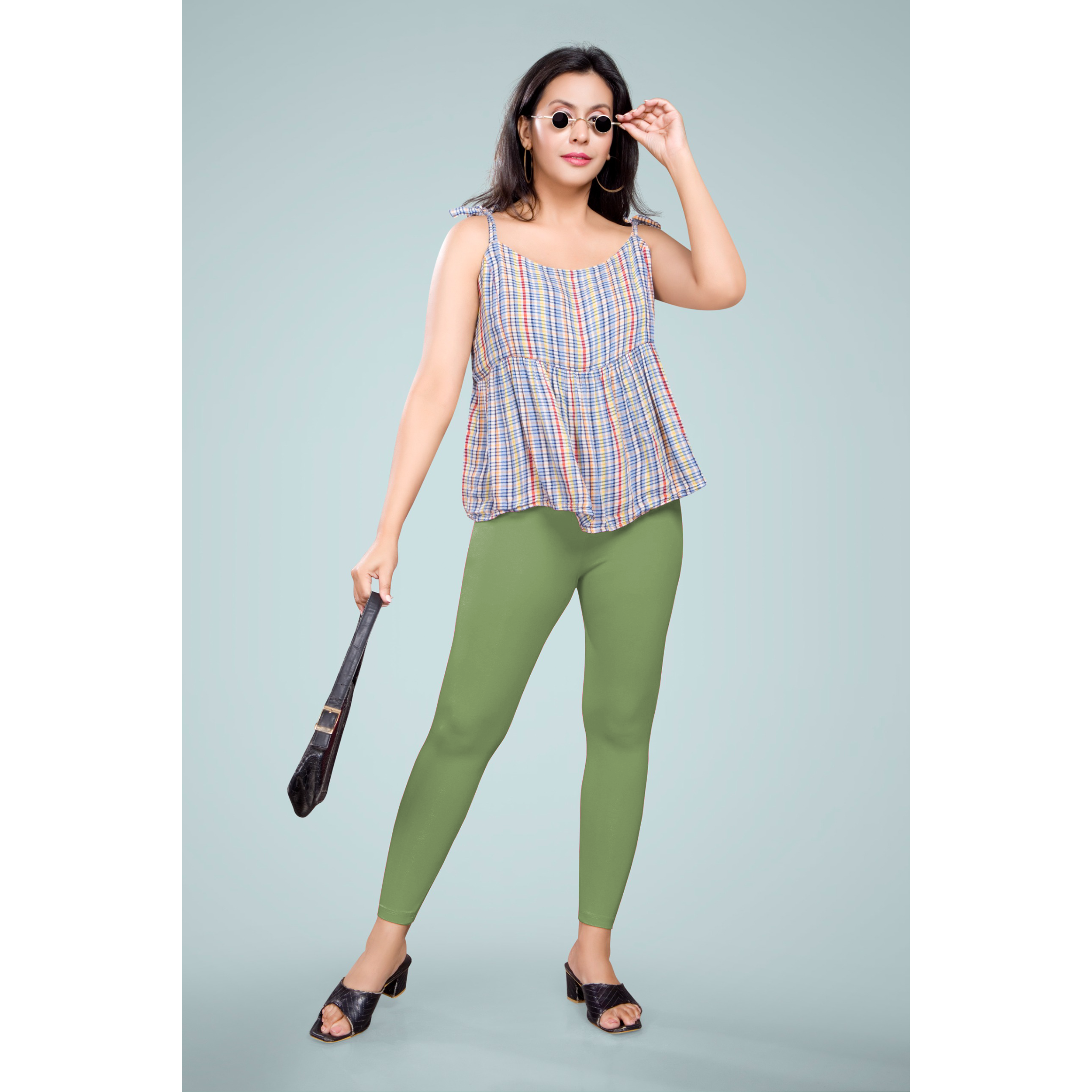 Miss Diya Ankle Length Western Wear Women's Legging, Sage Green, 045