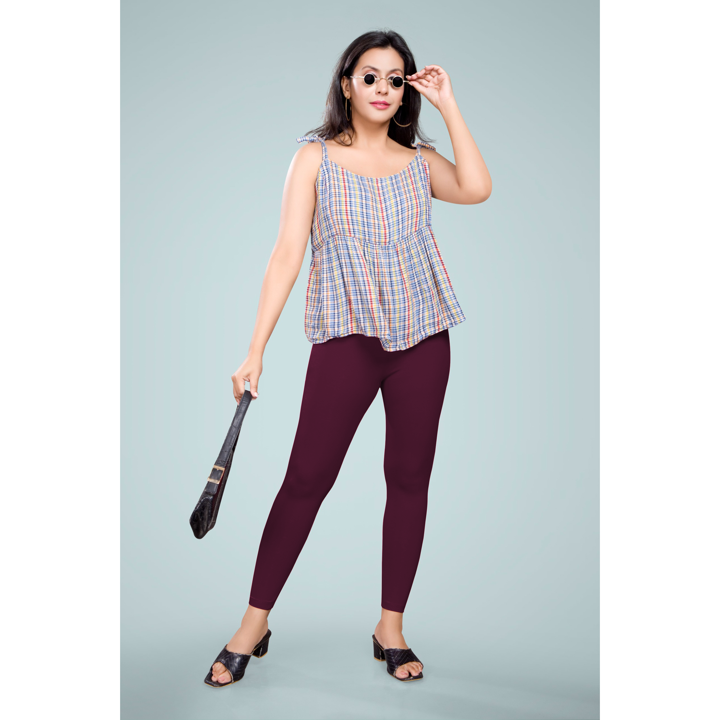Miss Diya Ankle Length Western Wear Women's Legging, Dark Maroon, 046