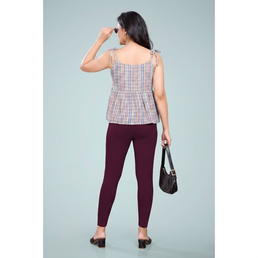 Miss Diya Ankle Length Western Wear Women's Legging, Dark Maroon, 046