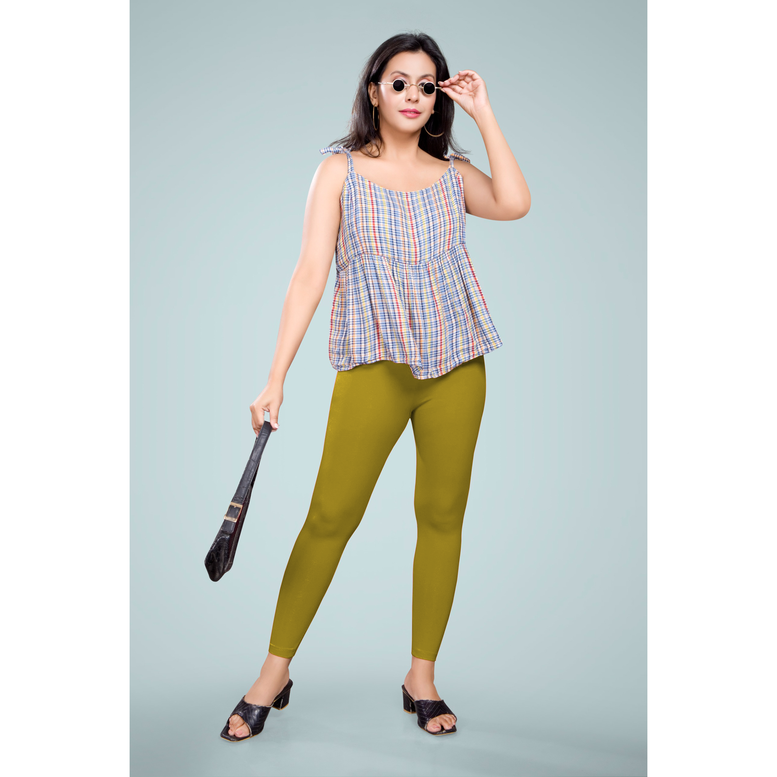 Miss Diya Ankle Length Western Wear Women's Legging, Mustard Olive, 050