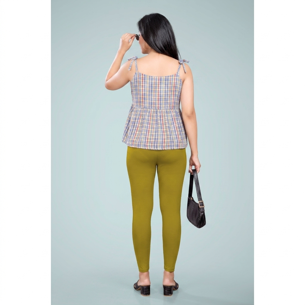 Miss Diya Ankle Length Western Wear Women's Legging, Mustard Olive, 050