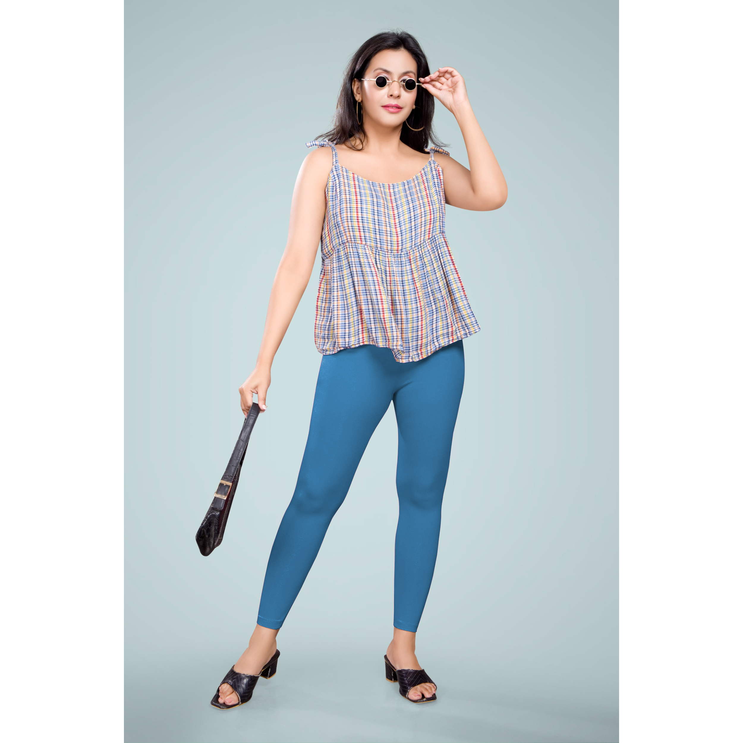 Miss Diya Ankle Length Western Wear Women's Legging, Peacock Blue, 052