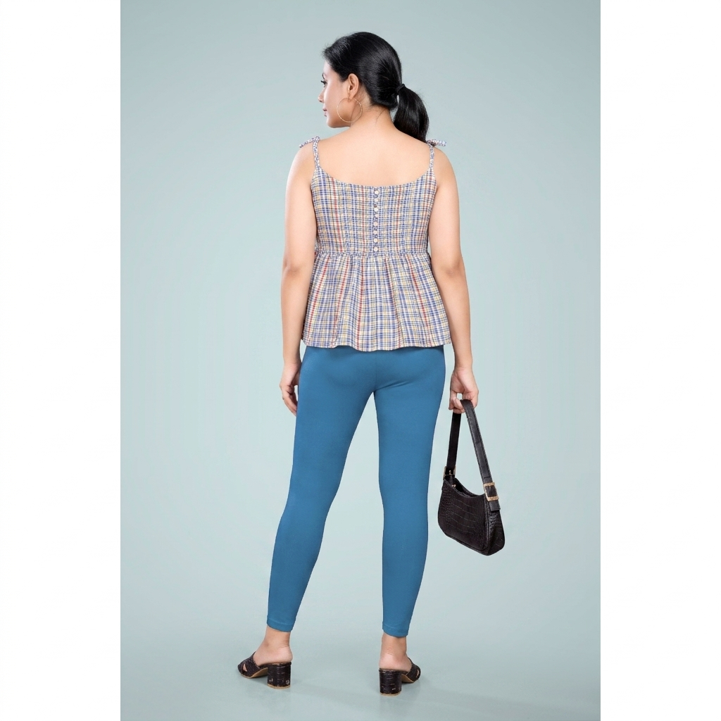 Miss Diya Ankle Length Western Wear Women's Legging, Peacock Blue, 052