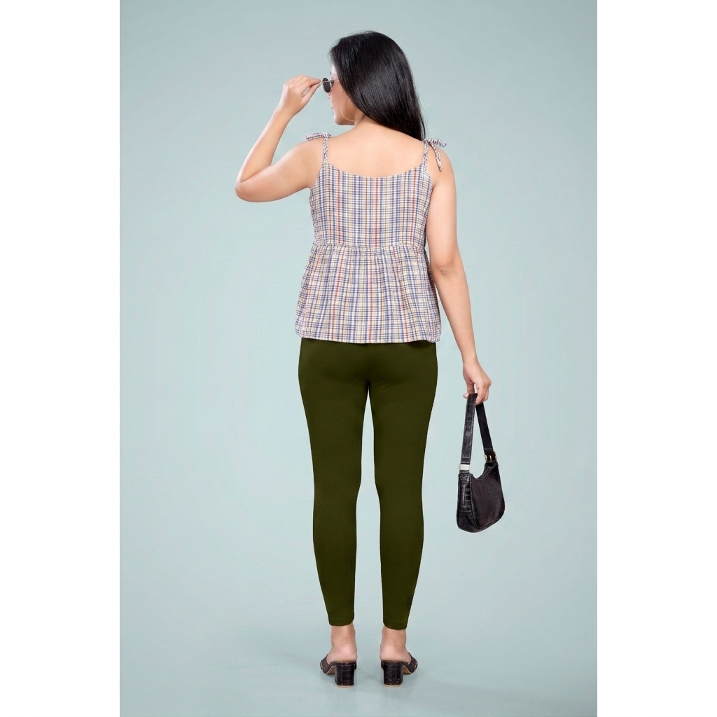 Miss Diya Ankle Length Western Wear Legging For Women's,  Olive Green (Mehandi) 012