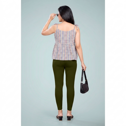 Miss Diya Ankle Length Western Wear Legging For Women's,  Olive Green (Mehandi) 012