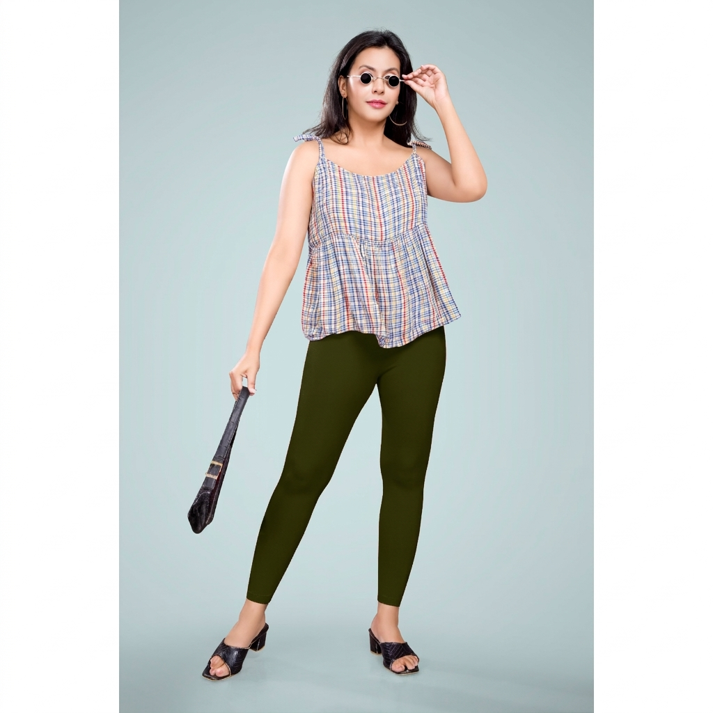 Miss Diya Ankle Length Western Wear Legging For Women's,  Olive Green (Mehandi) 012