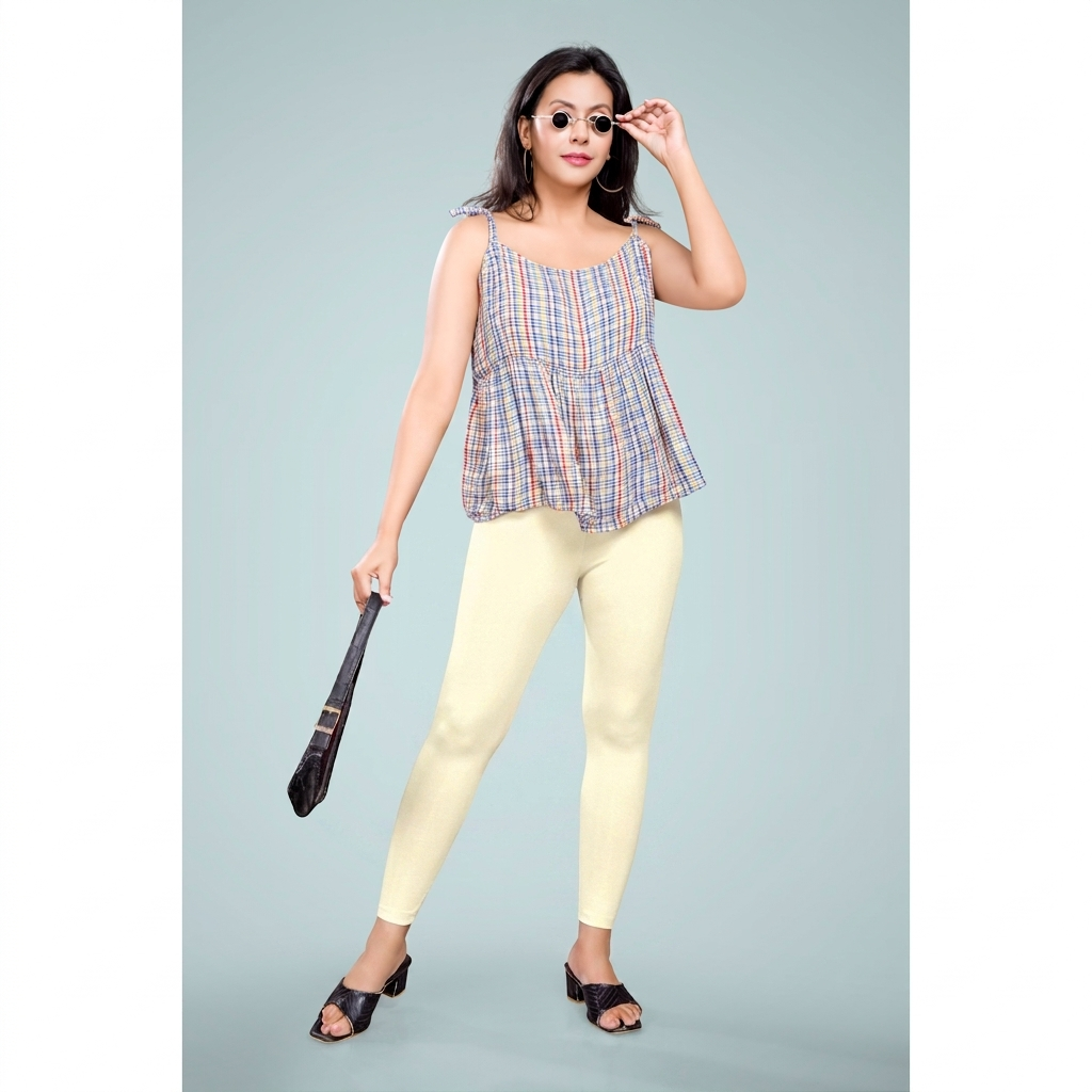 Miss Diya Ankle Length Western Wear Legging For Women's, Cream 017