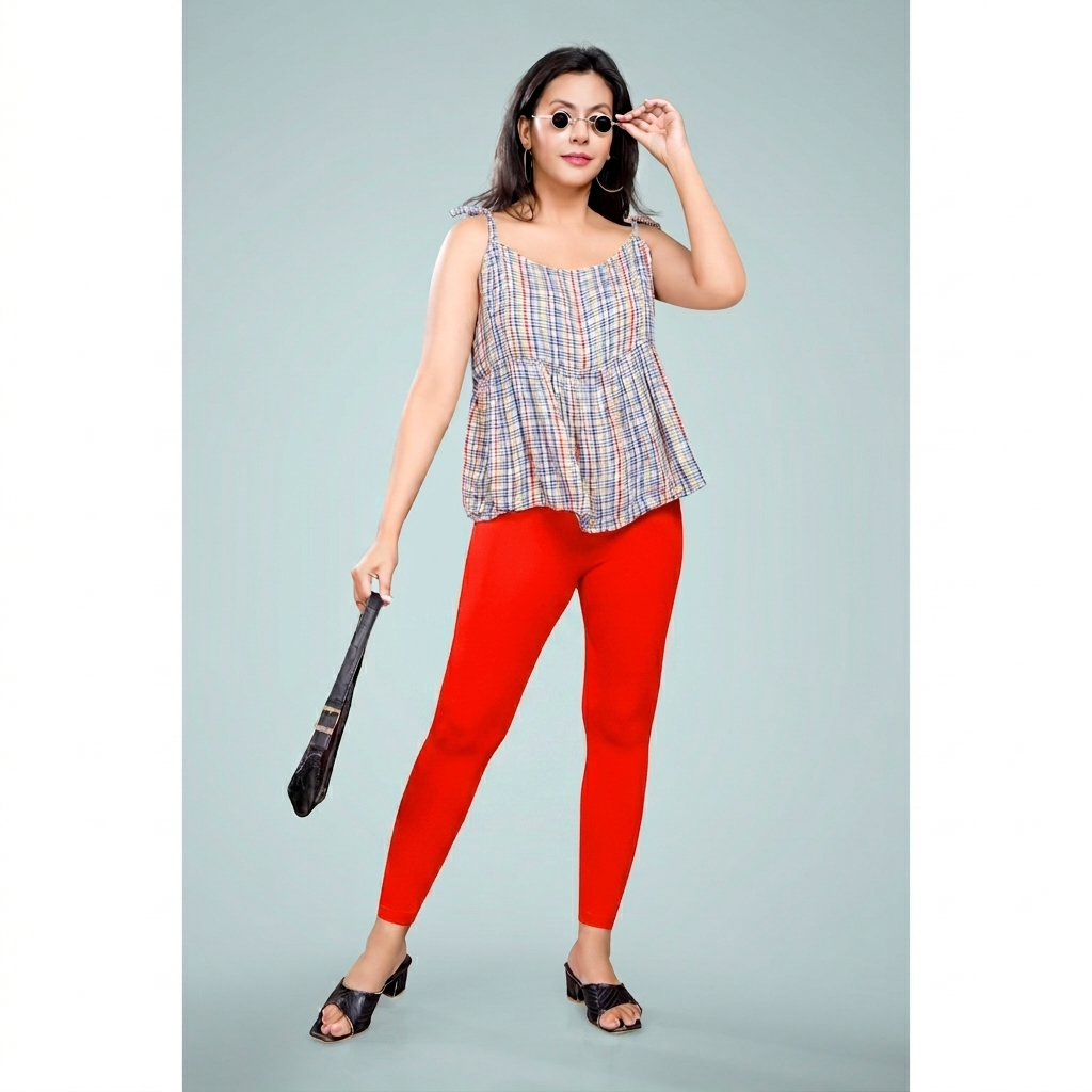 Miss Diya Ankle Length Western Wear Women's Legging, Orange Red, 055