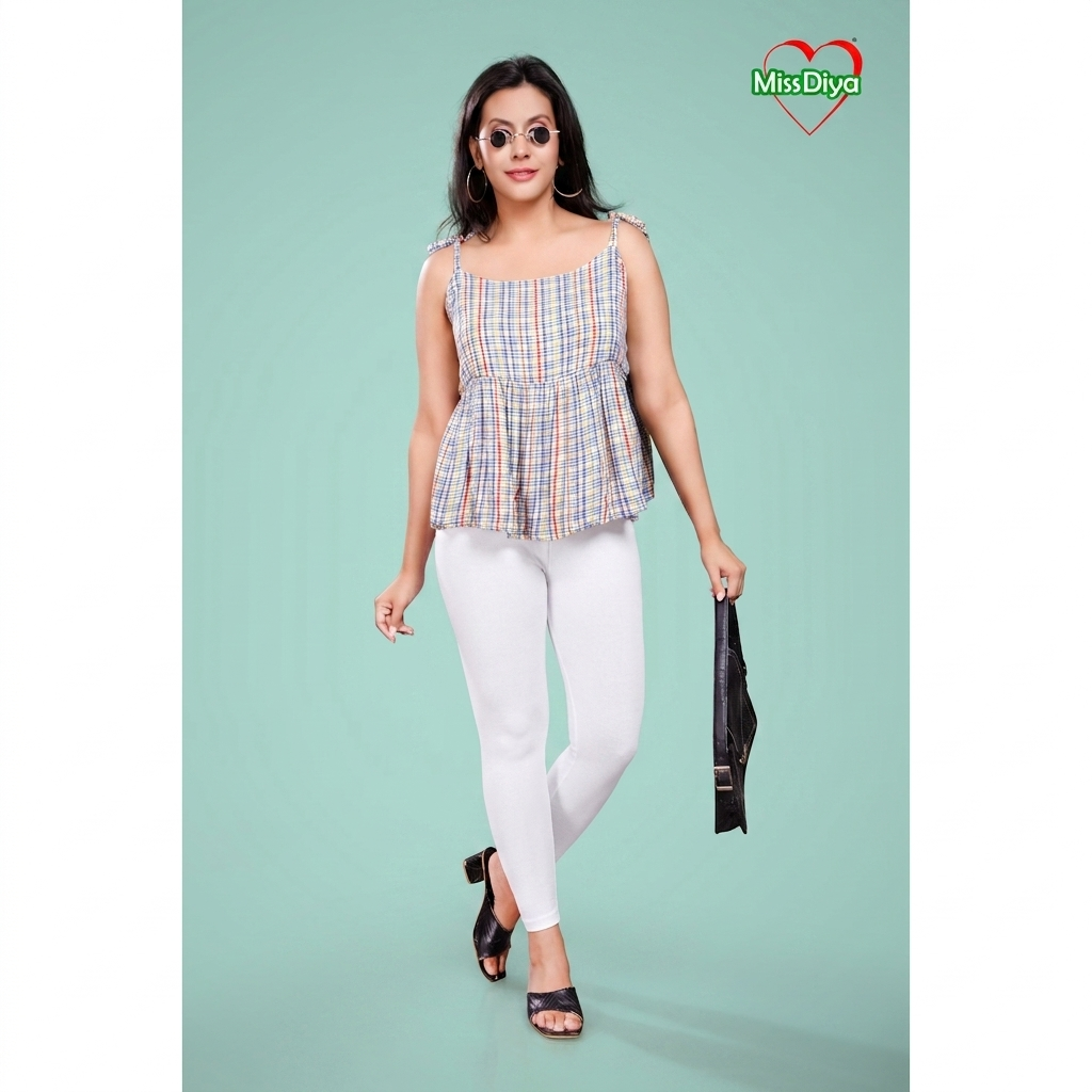 Miss Diya Ankle Length Western Wear Legging For Women's, Pure white 002